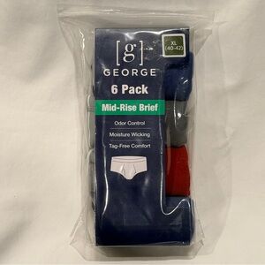 New George 6 Pack Mid- Rise  Briefs, Men's Size XL (40”-42”) Multi colors